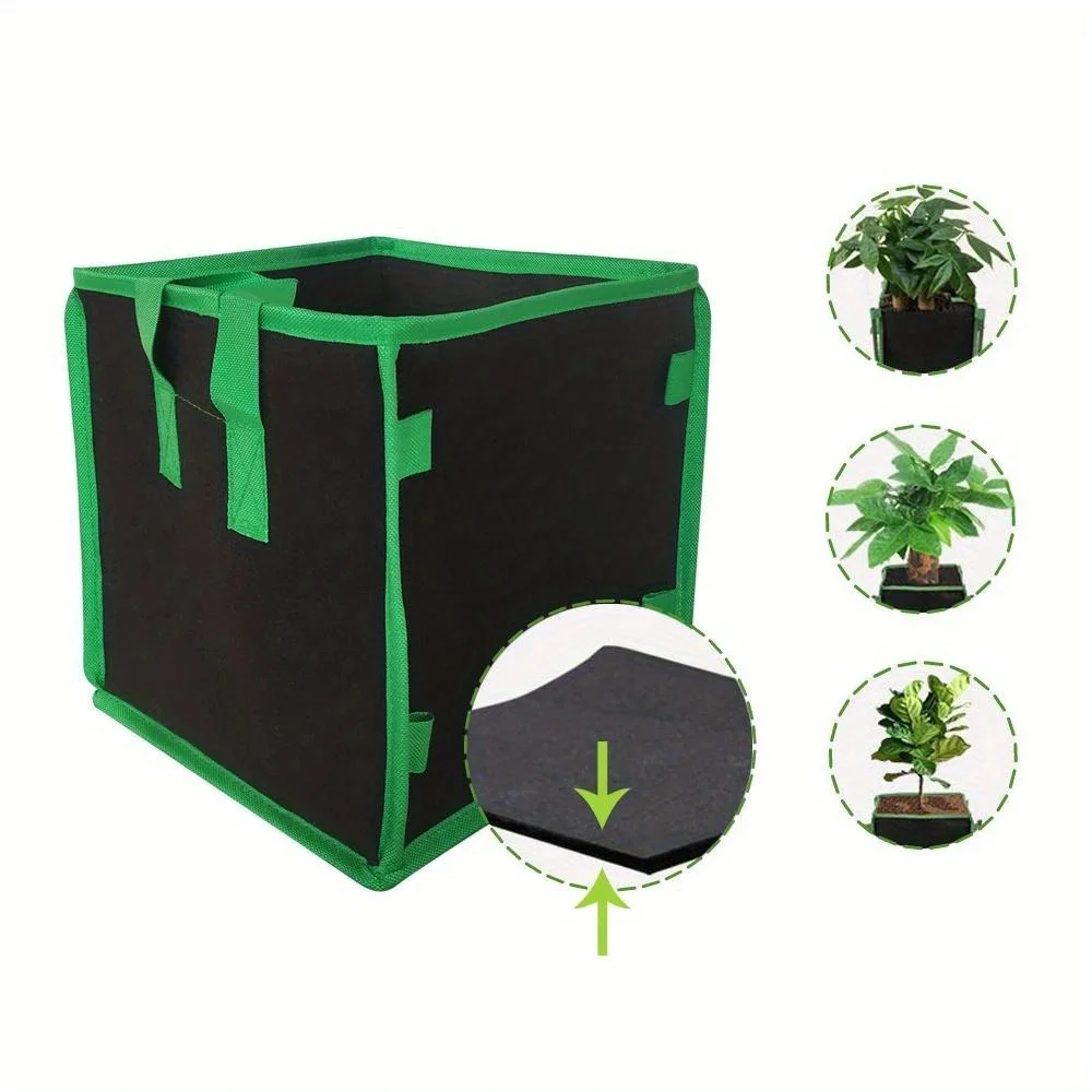 Square Planting Bag Green Hemming Non-woven Fabric Felt Beauty Planting Bag Plant Growth Bag