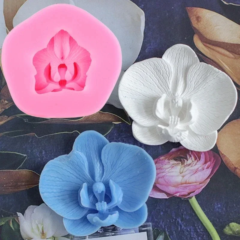 3D Flower Aromatherapy Mold Butterfly Orchid Silicone Candle Mold Gypsum Soap Mould Cupcake Fondant Candle Decoration Supplies