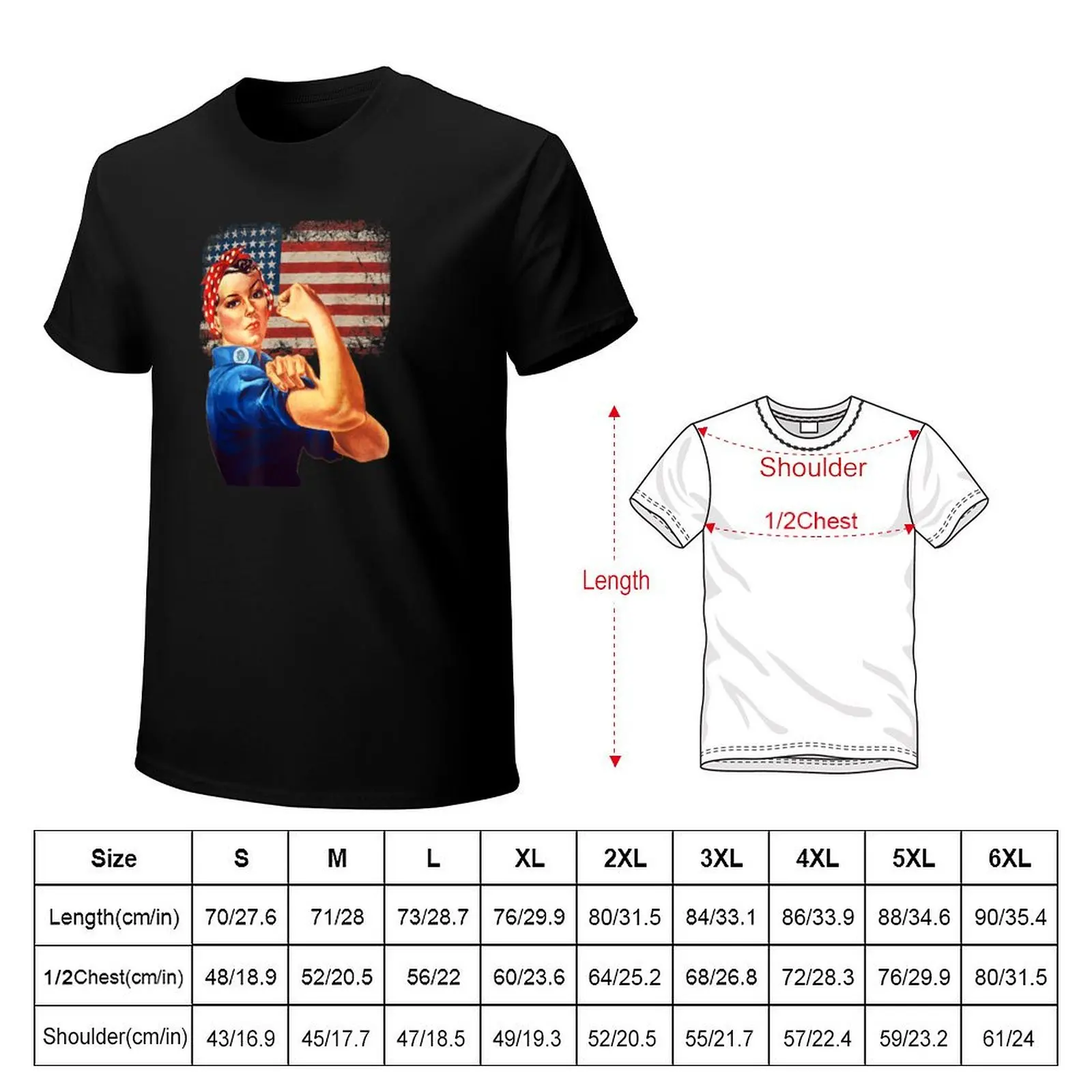 Rosie the Riveter American Flag Usa Rosie the Riveter T-Shirt street wear anime custom shirt men t shirts