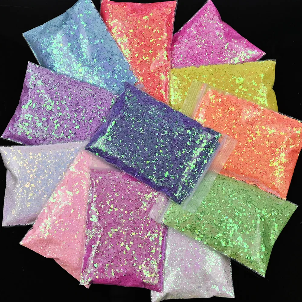 

50g/Bag Iridescent Nail Art Glitter 3D Flakes Chunky Mermaid Holographic Mixed Hexagon Sparkly Paillette Face Body Sequins