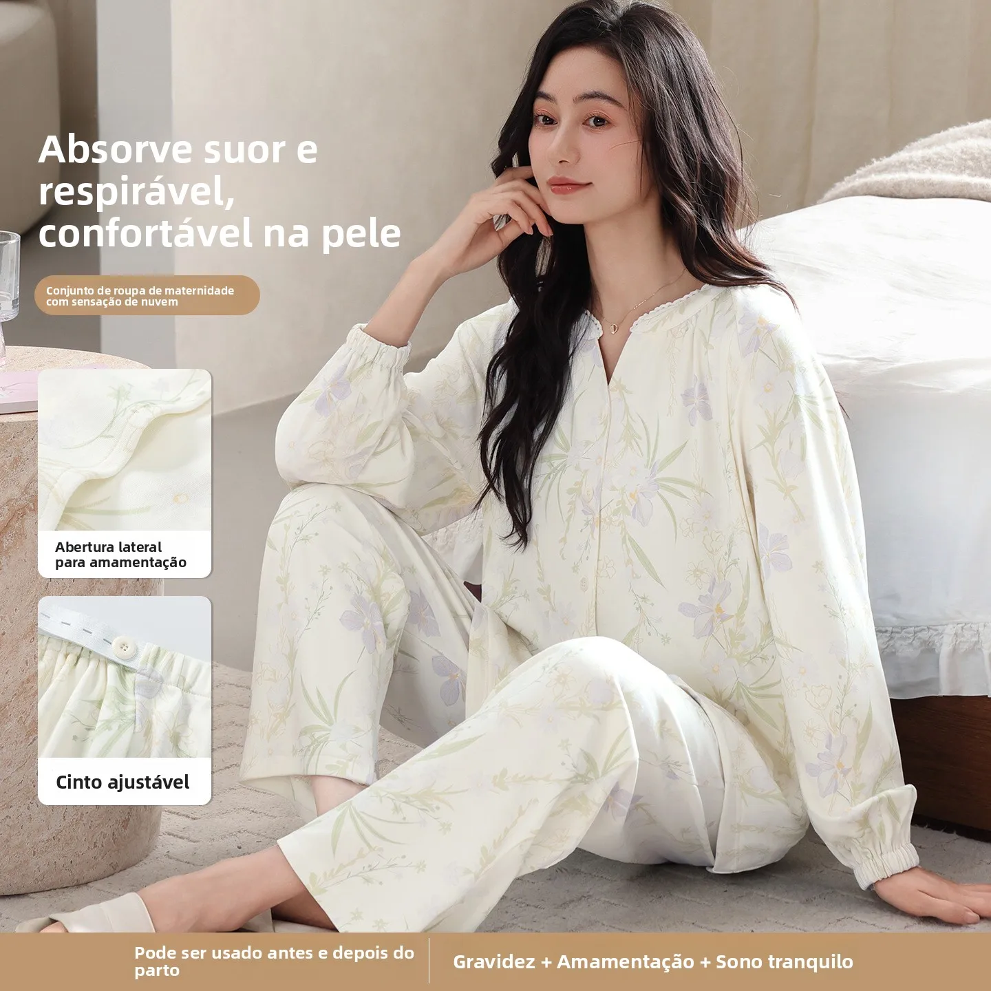 conjunto-de-ropa-para-el-hogar-de-manga-larga-de-algodon-puro-ultrasuave-cintura-ajustable-abertura-para-lactancia-posparto