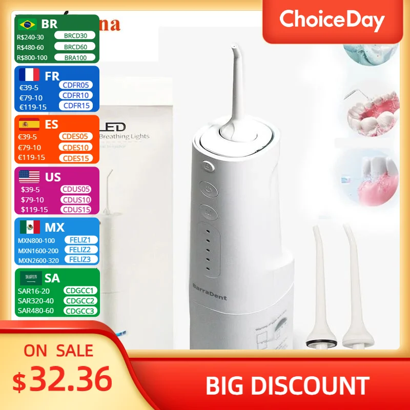 

Electric Water Dental Flosser Professional Oral Irrigator Teeth Cleaning Whitening Portable and Rechargeable 360ML Water Tank