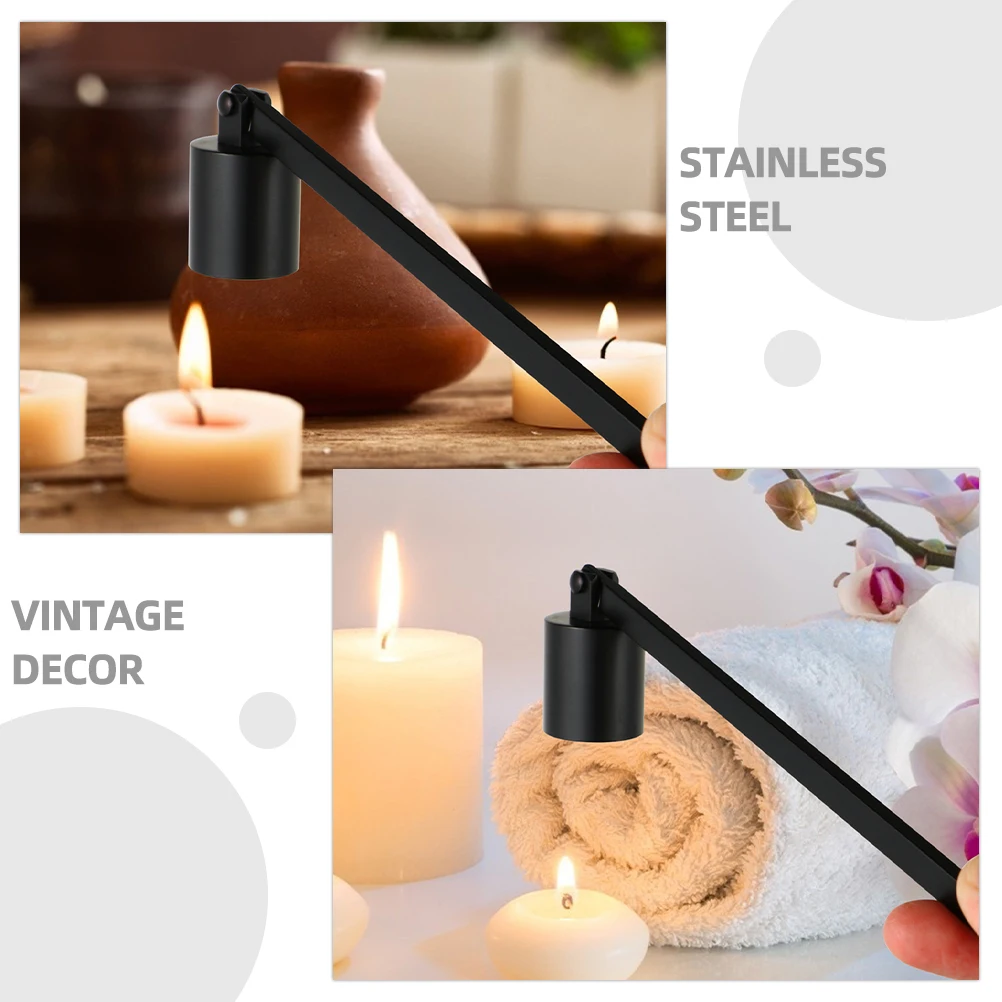 

2Pcs Extinguisher Snuffer Black Metal Straight Wicks Cover Flame Tool Long Handle Home Decor Wax Burns Safety