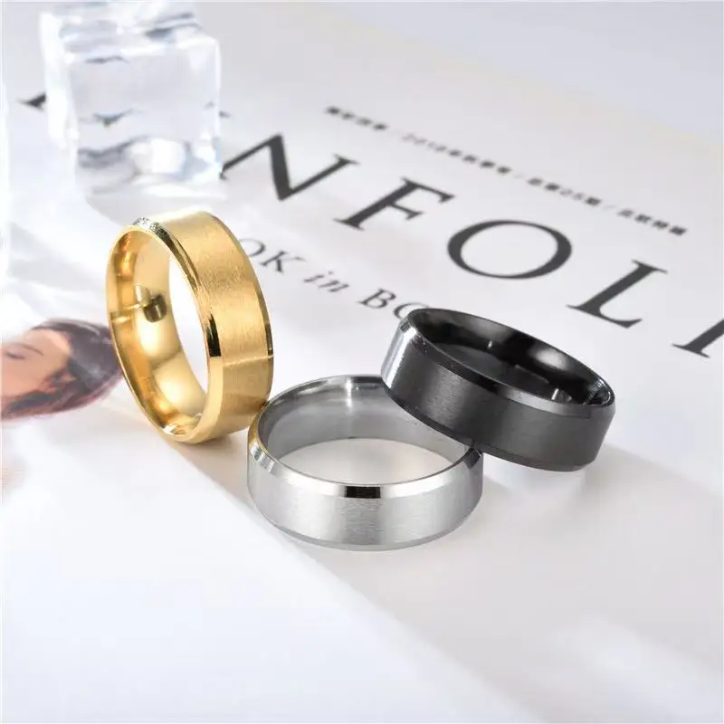 10 Pieces 8MM Men's Fashion Stainless Steel Rings Punk Rock Style Classic Matte Finish Craft Jewelry for Wholesale LR4142