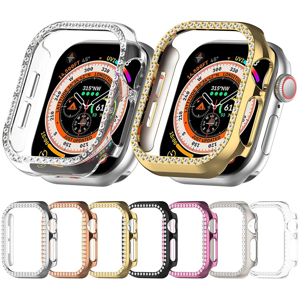 Яркий защитный бампер, Жесткий Бампер для ПК, бриллиантовый защитный чехол для Apple Watch серии 10 42 мм/46 мм