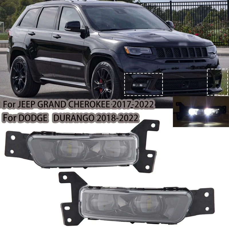 For JEEP GRAND CHEROKEE 2017-2022 For DODGE DURANGO 2018-2022 Car Accessory LED Fog Lights Headlights Fog Lamp Light Foglights