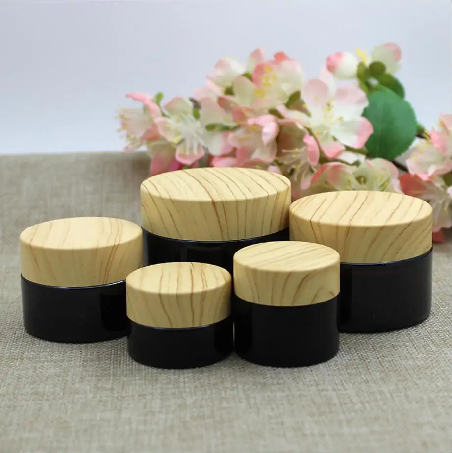 10G brown glass jar/bottle pot wooden shape lid gel/eye cream/sample/art nail/skin care/essence/moisturizer cosmetic packing