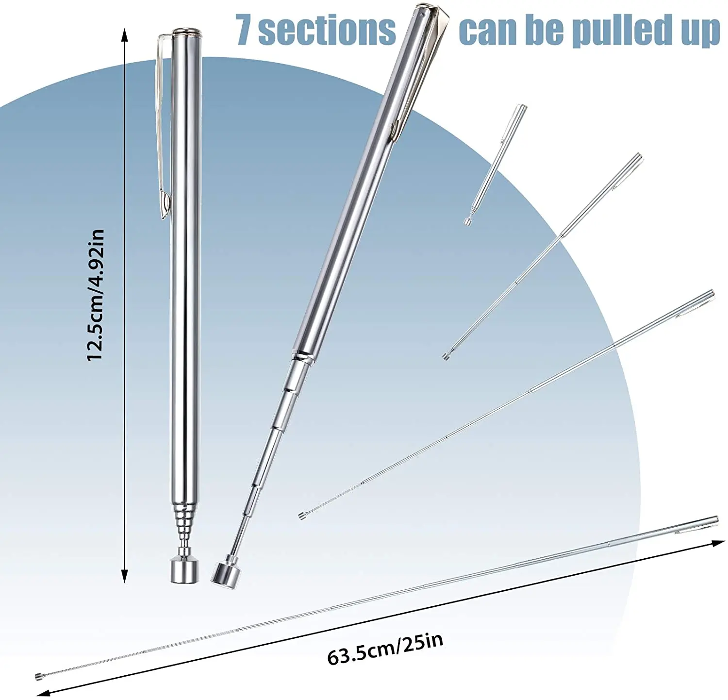 Grabadores magnéticos telescópicos, herramienta de recogida magnética con Clip de bolsillo, imán de recuperación para pernos de tuerca de tornillo,
