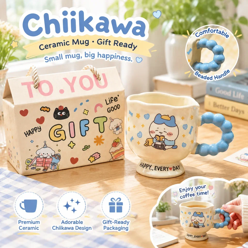 Cute Kawaii Chiikawa Usagi Ceramic Mug Cup High Quality Birthday Gift Souvenir for Best Friend Girlfriend Boyfriend Sister