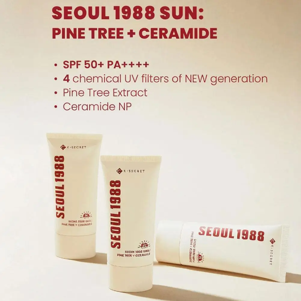 1988 مجموعة العناية بالبشرة SPF50 + واقي من الشمس PA + Sunblock شجرة الصنوبر + ملمس مائي من السيراميد حماية من الأشعة فوق البنفسجية غير دهني كتلة الشمس للعناية بالبشرة