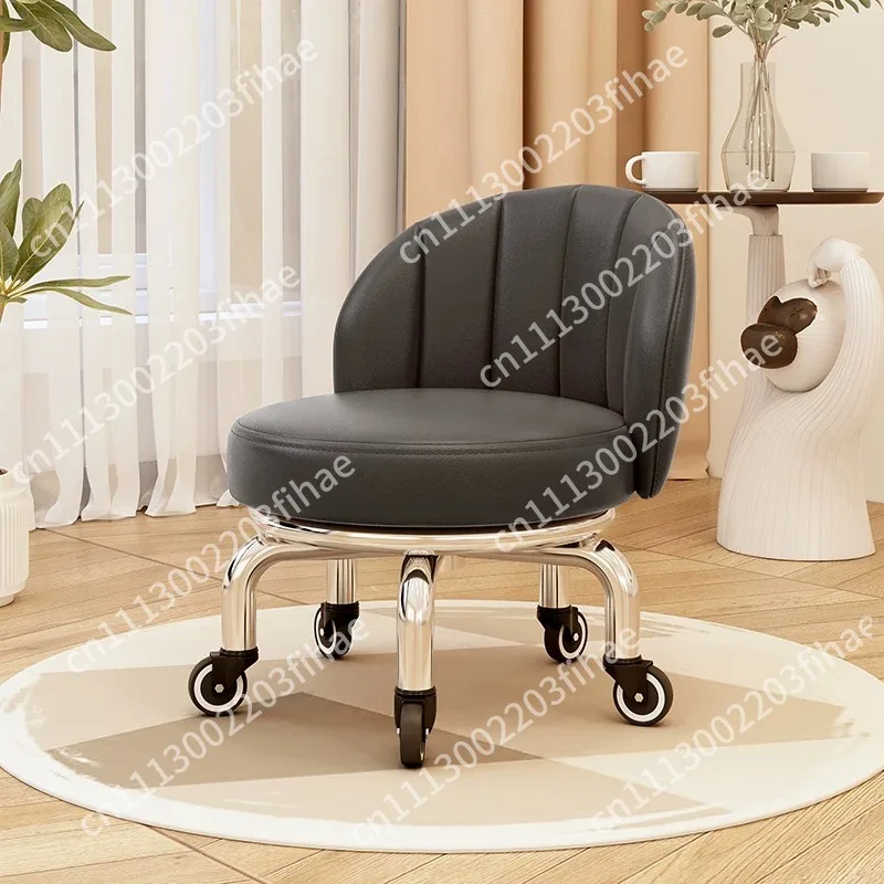 Load‑Bearing 400Lbs Swivel Rolling Stool With Backrest Mobile Round Seat For Household  Walking Tile Grout Working Application