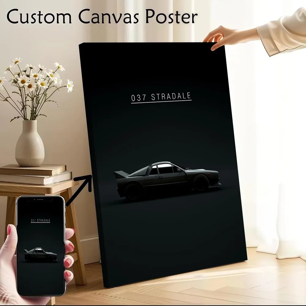 1982 Sports Car 037 Stradale Printed Canvas Poster Custom Pictures Wall Art Canvas Painting for Living Room Decorations Arts