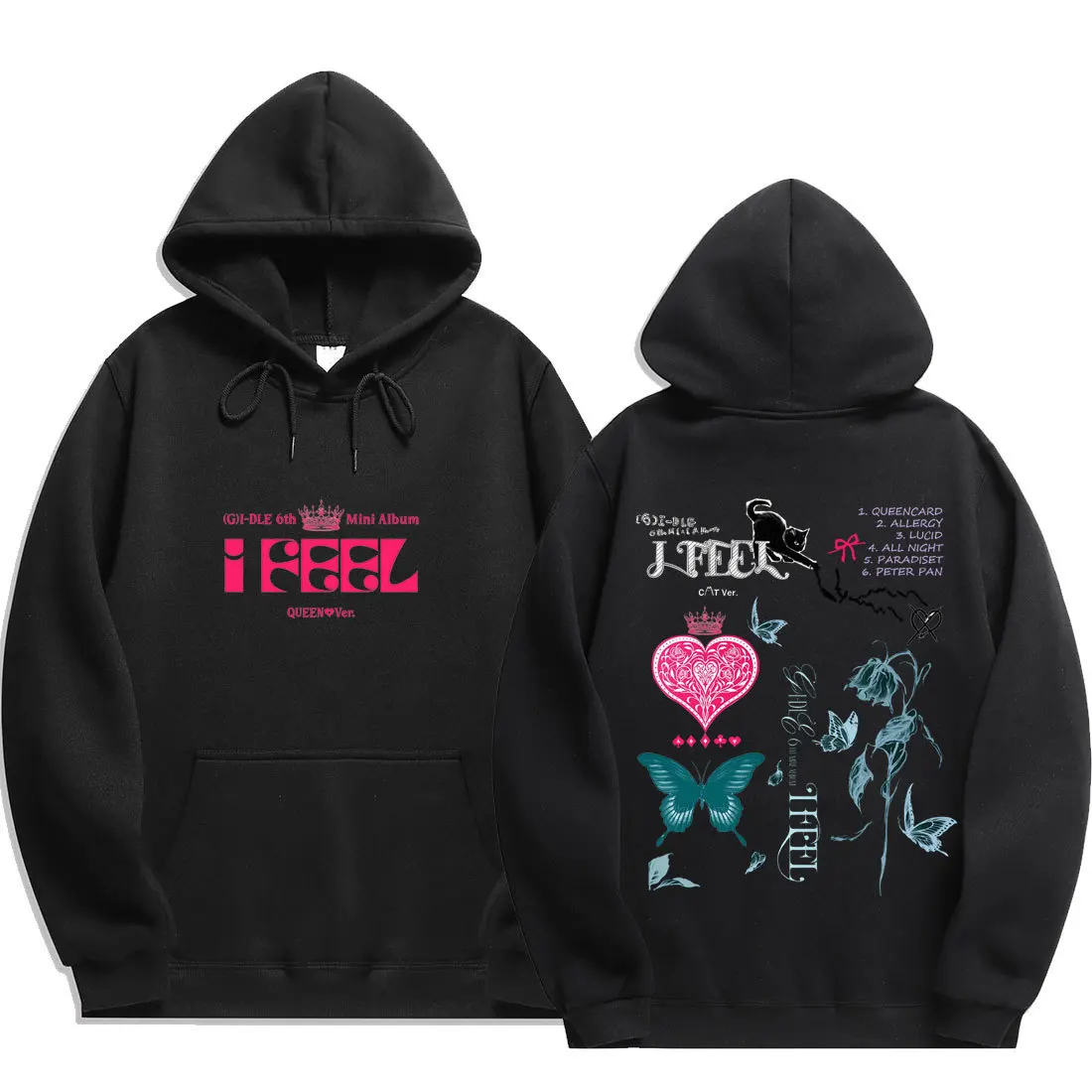 Kpop GIDLE Hoodies Album I Feel Merch Y2k Fashion Print Hoodie Women Men Autumn Winter Warm Fleece Sweatshirt For (G)I-DLE Fans