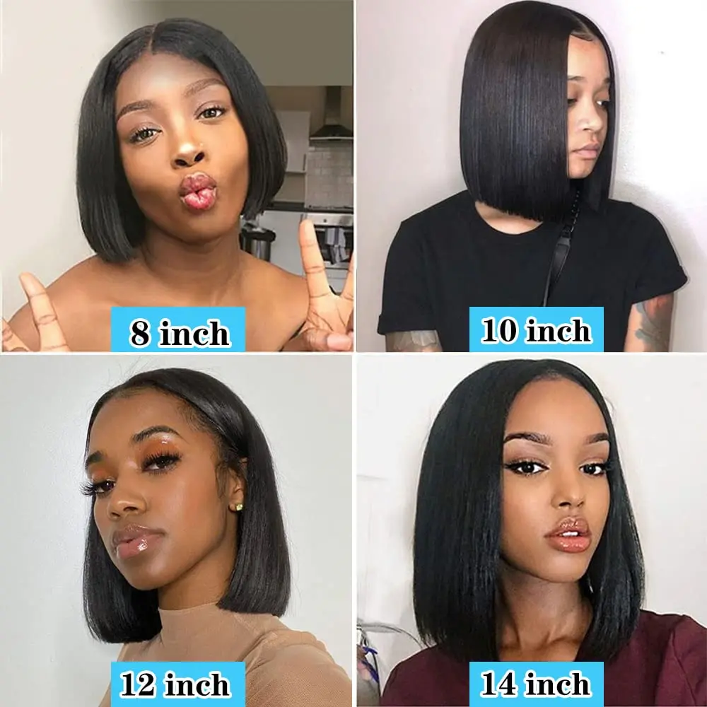 Short Straight Bob Wig Human Hair Glueless U Part Wigs Natural Color Full Head Clip in Half Wig For Women Brazilian Human Hair