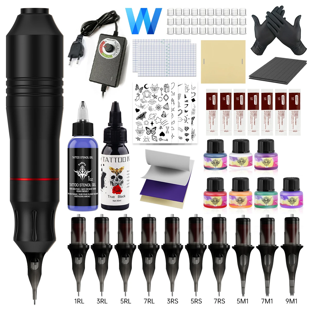 Diamond motor pen set, mini power stabilizer, complete set of wire cutting, fogging, tattoo machine set, cross-border exclusive
