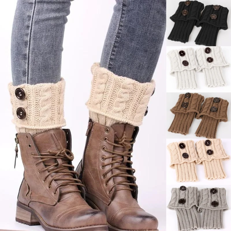 Fried Dough Twists wool socks Solid Color Women Crochet Boot Leg Warmers Boot Cover Keep Warm Socks Boot Toppers Gaiters