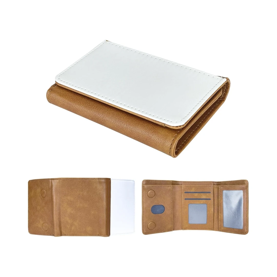 Paquete de 10 billeteras en blanco para sublimación para hombre, billetera triple de cuero PU fina y elegante con ventana de identificación, billeteras para impresión por transferencia de calor Diy