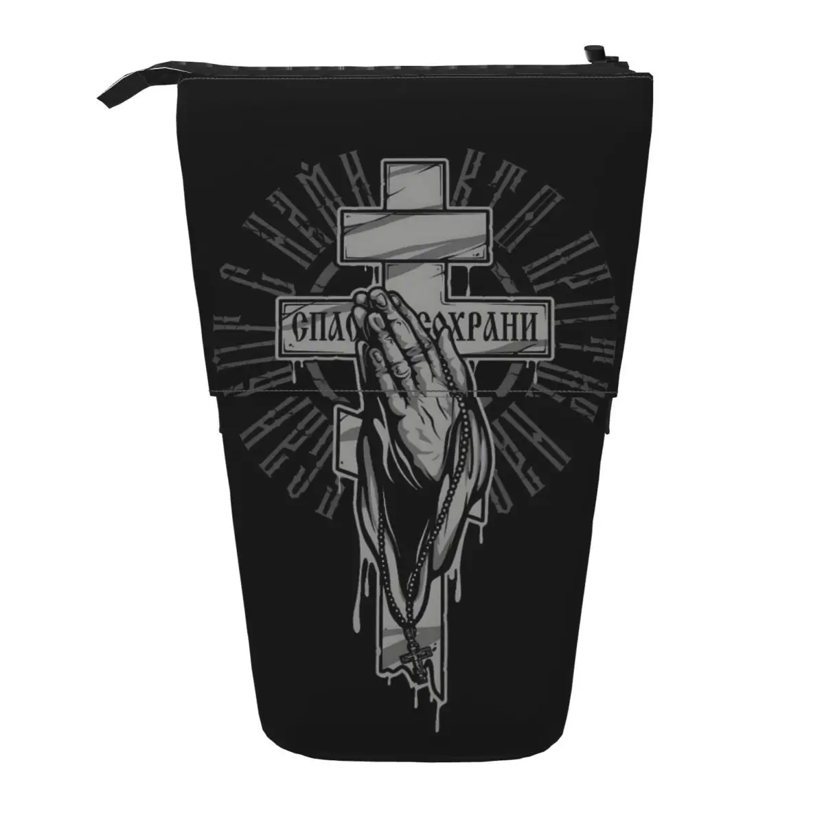 

Custom Calvary Cross Kawaii Pencil Case Boy Girl Big Capacity Christian Orthodox Monastic Symbol Pencil Pouch Student Stationery