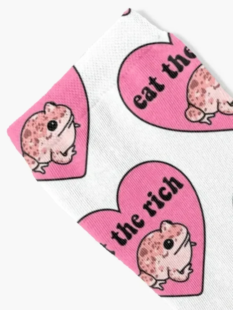 Eat The Rich Frog Socks cartoon funny gifts Woman Socks Men's