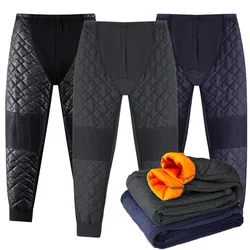 Large size Thicken Thermal Underwear Men's Fleece Leggings Elastic Underpants Solid Color Render Pants Men Comfort Warm Leggings