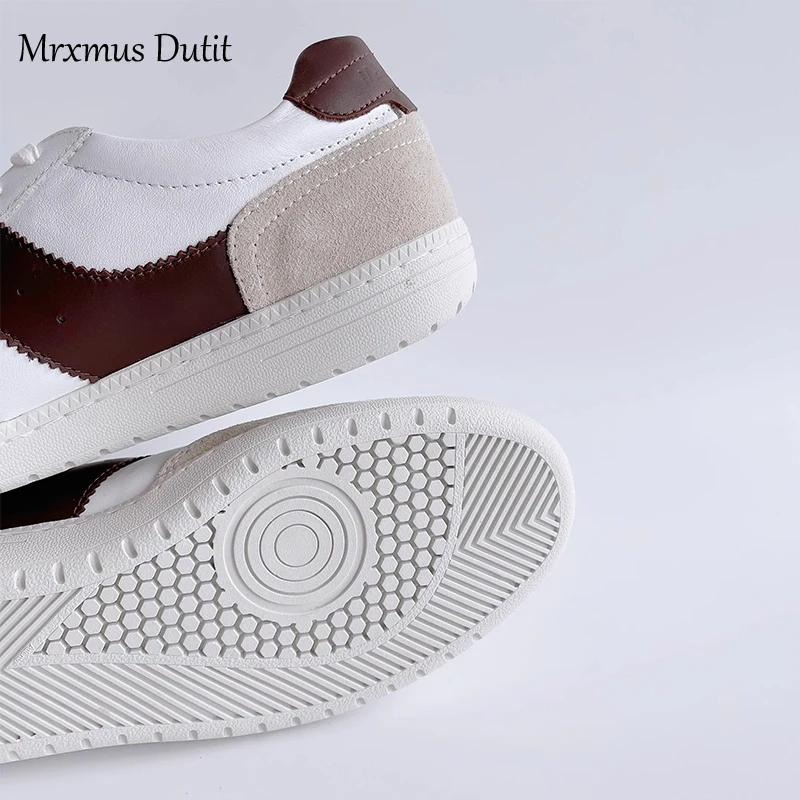 Mrxmus Dutit 2024 Autumn Fashion New Men Genuine Leather Color Matching Lacing Flats Sneaker Wild Basic Simple Casual Shoes Male