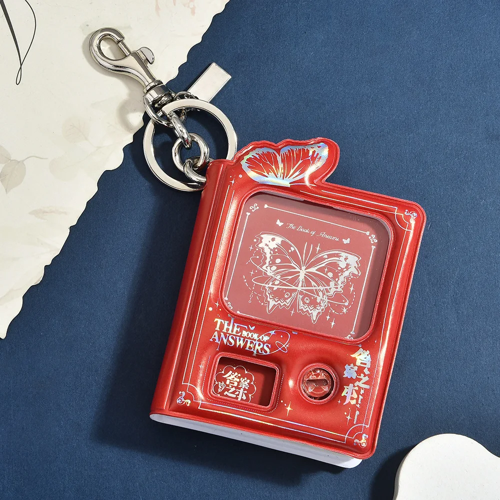 Mini Answer Book Car Keychain Butterfly Hot Silver Bag Decompression Pendant Portable Notebook Decoration