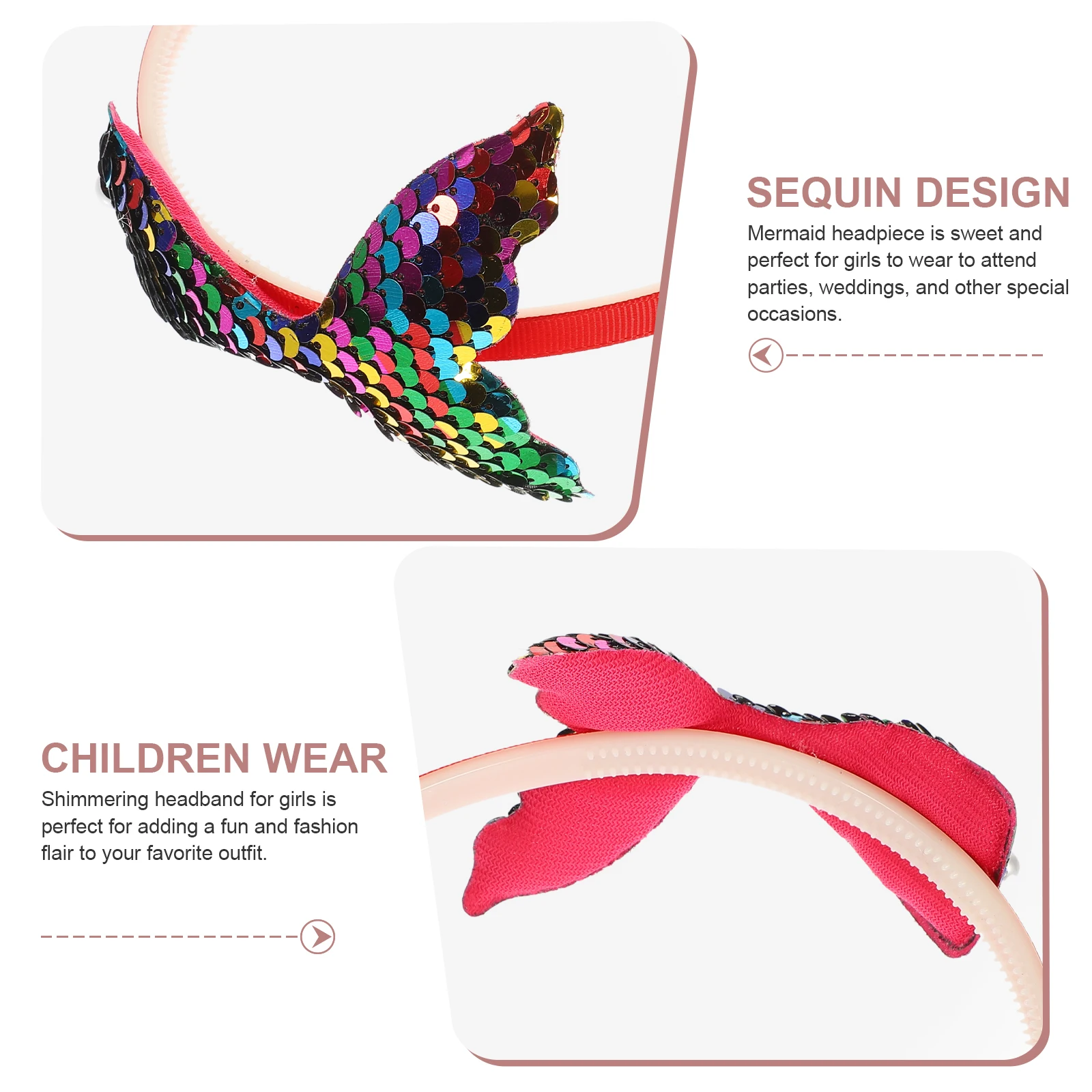 

3pcs Sequin Hair Accessories Glitter Blue Headbands for Girls Mermaid Fish Scale Hair Bands Kids Party Wedding Supplies
