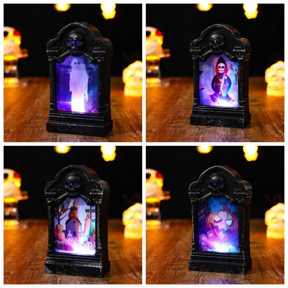 Durable Creative Luminous Tombstone Night Light Scary Retro Skull Lamp Three-dimensional Colorful LED Nightlight Bar