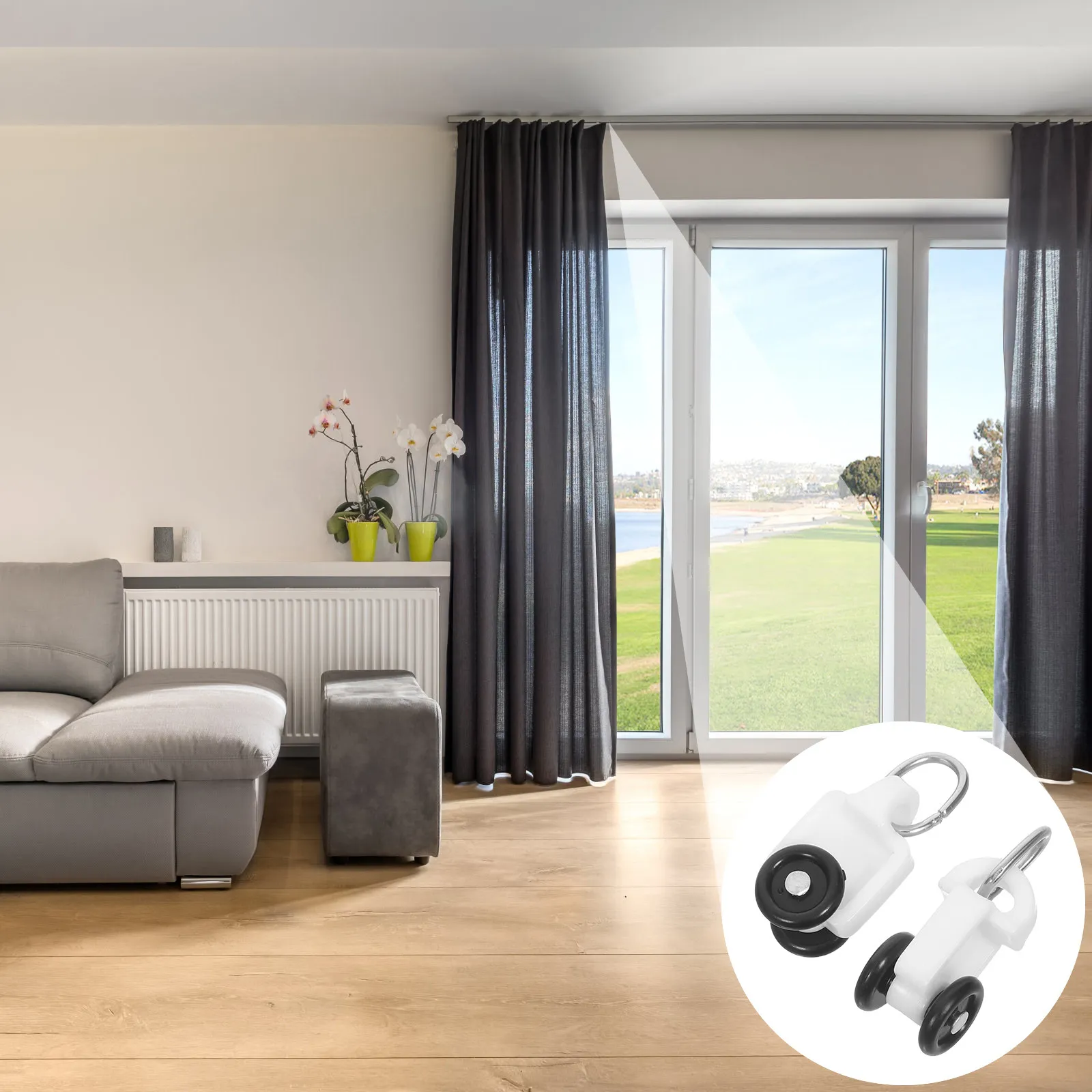 100Pcs Curtain Rail Track Rollers Twin Wheeled Carriers Glide Silent Ceiling Curtain Track Slider for Modern Drapery Sliding