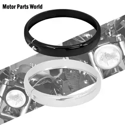 Anillo embellecedor de faro para motocicleta, cubierta decorativa negra/cromada de 5,75 pulgadas para Harley Softail Street Bob Breakout Dyna Deluxe Sportster