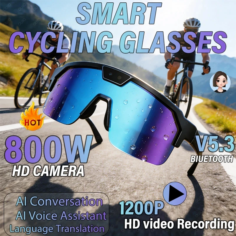 

2026 New Smart Cycling Glasses Wireless Call AI Conversation AI Voice Assistant 8MP HD Camera Anti-Shake Smart Cycling Glasses