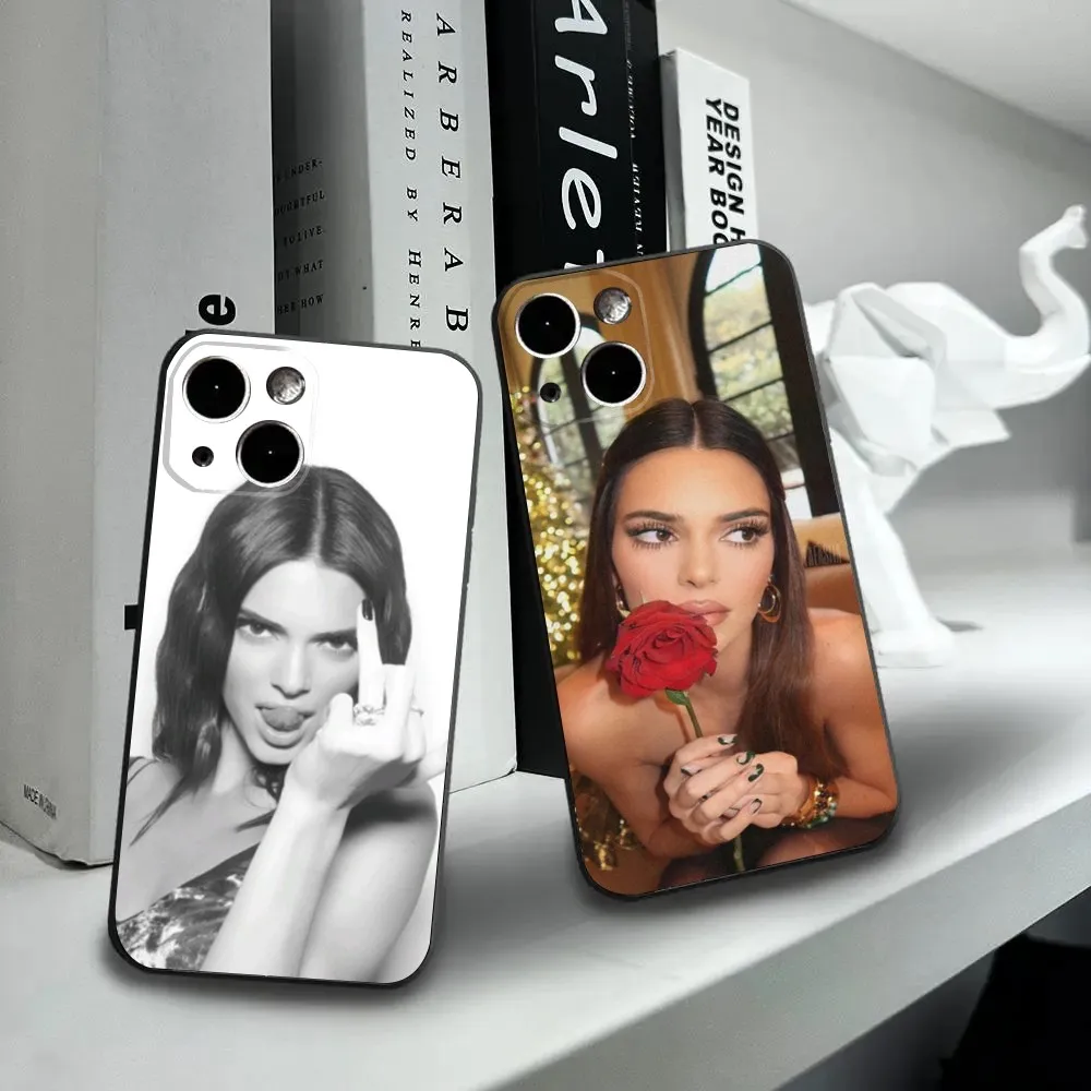 Sexy Girl K-Kendall J-Jenner Phone Case For iPhone16,15,14,13,12 Mini 11 Pro XR,X,XS,MAX 7,8 Plus Silicone Cover Soft Black