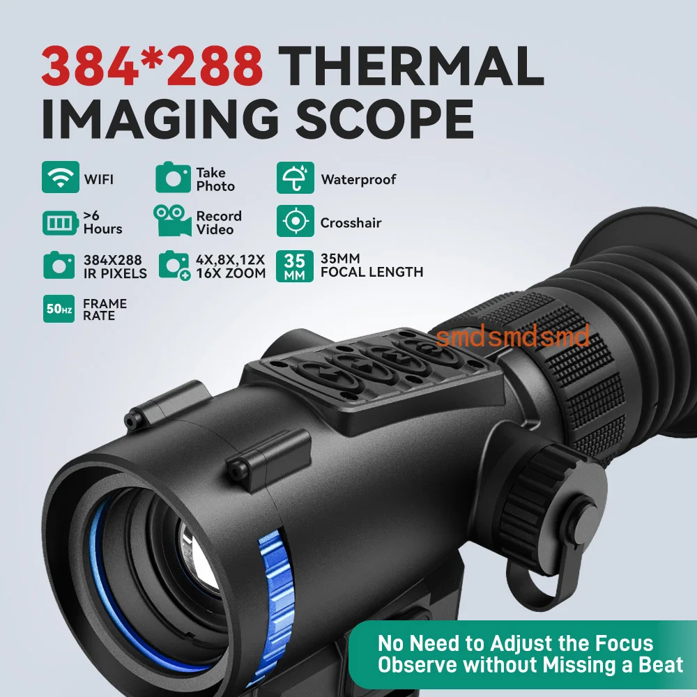 384*288 Thermal Scopes Outdoor Camera 1800M Detection Range Thermal Imaging Rifle Scope 3-9X Zoom for Hunting Search Rescue