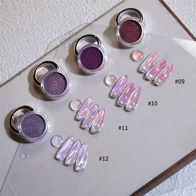 HNDO جديد 12 لون عين القط مسحوق مغناطيسي مسمار الفن بريق لطلاء الجل تصميم احترافي الصباغ فرك الغبار