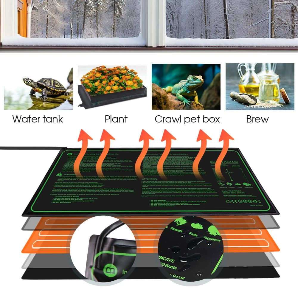 Plant Germination Grow Box Indoor Plants Waterproof Heating Pad Greenhouse Flower Planting Seed Starter Kit Winter Anti-cold Pad