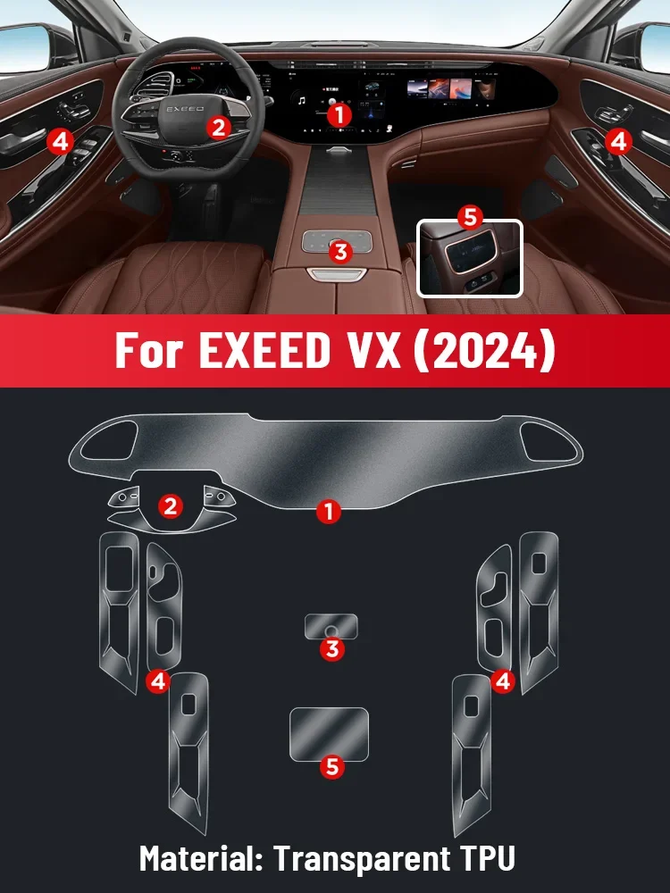 TPU Central Control Screen Protector Anti Scratch GPS Film For EXEED VX 2024 Interior Accessories