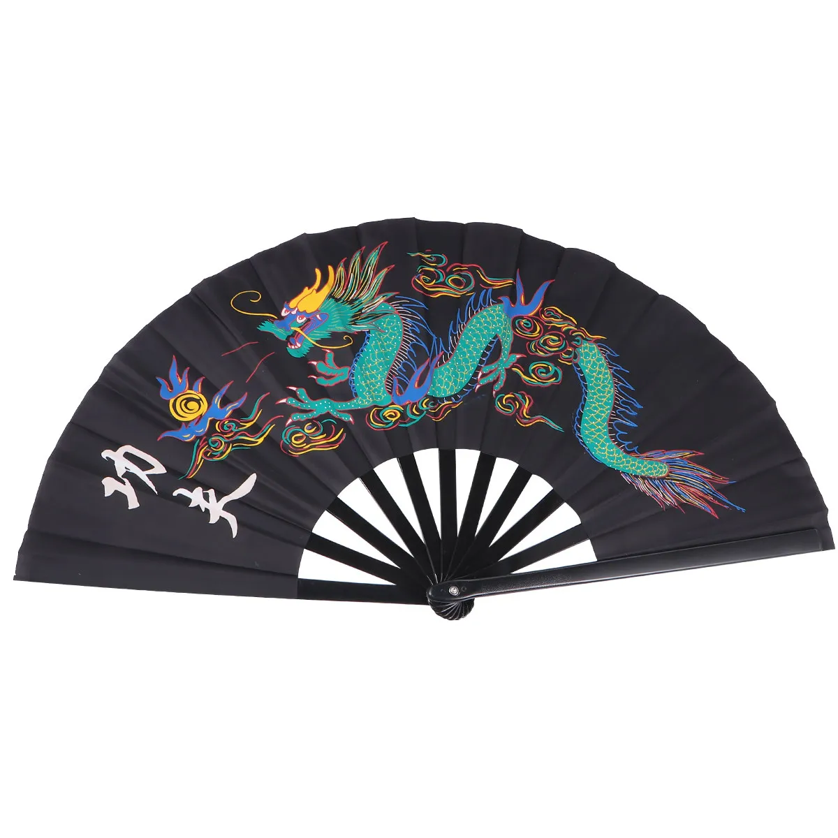 

1Pcs Black Sturdy Plastic Chinese Dance Fan for Kung Fu Taichi Martial Arts Performance Clapping Dancing Festival Decoration