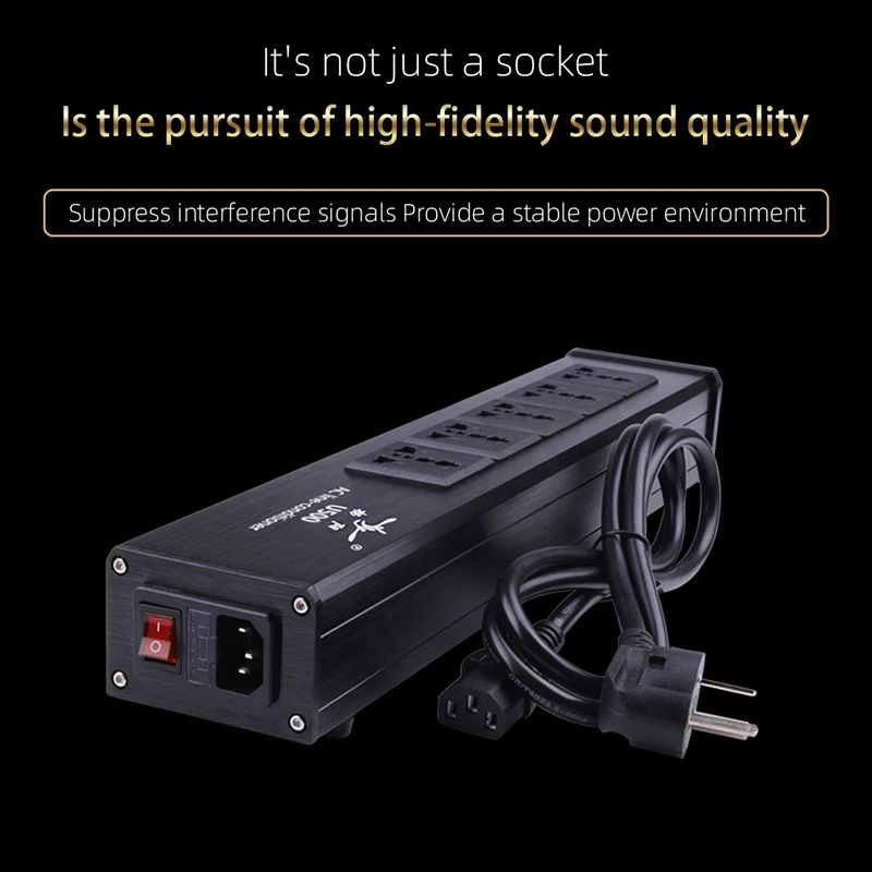 2200W EU AC Plug Power Strip Safety Switch Hi-End Hifi Theater Audio European Standard Plug Socket Network Filte Audio Noise