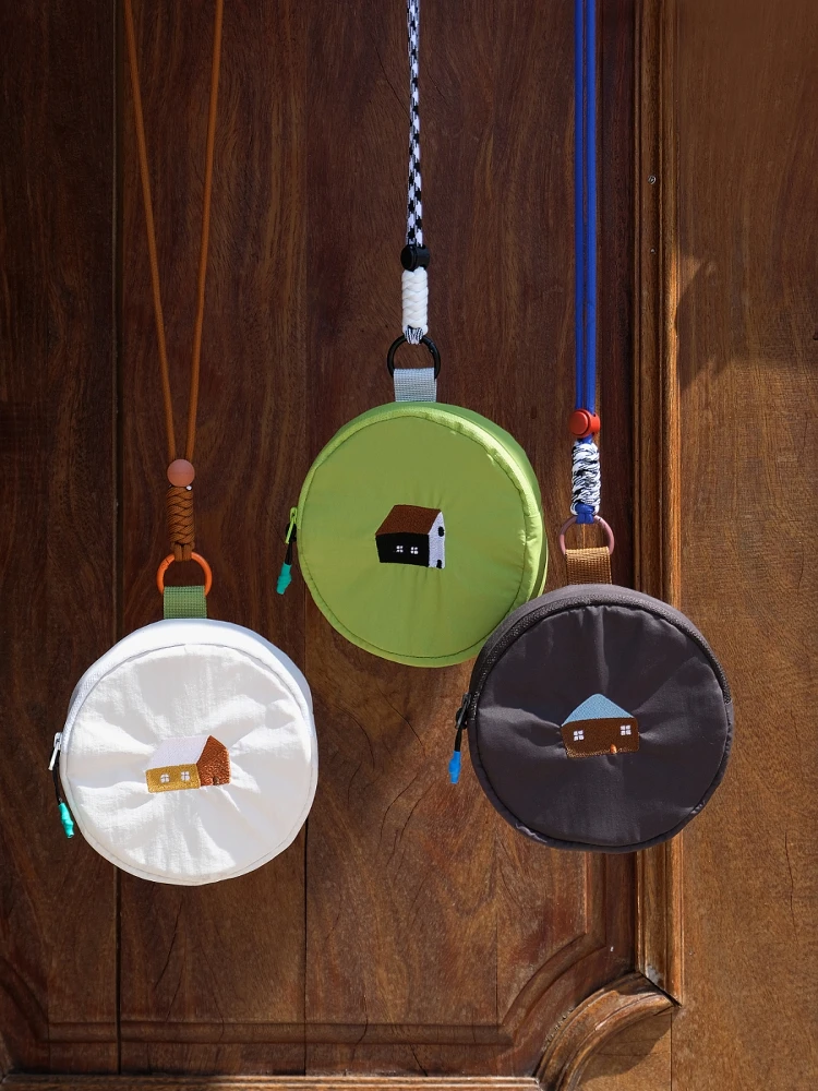 

Casual Outdoor round Cake Bag Single Shoulder Crossbody Small round Purse for Earphones And Change FineThings Brand