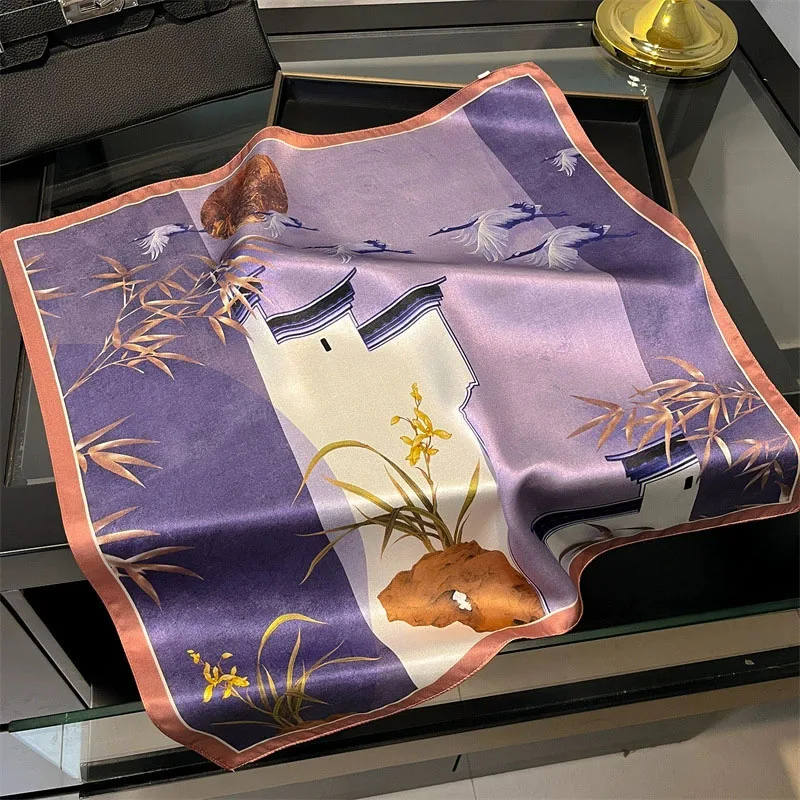 100% Natural Real Silk Scarf Women New Print Neck Hairband Square Shawl Neckerchief Female Hijab Poncho Bandana Headband 2026