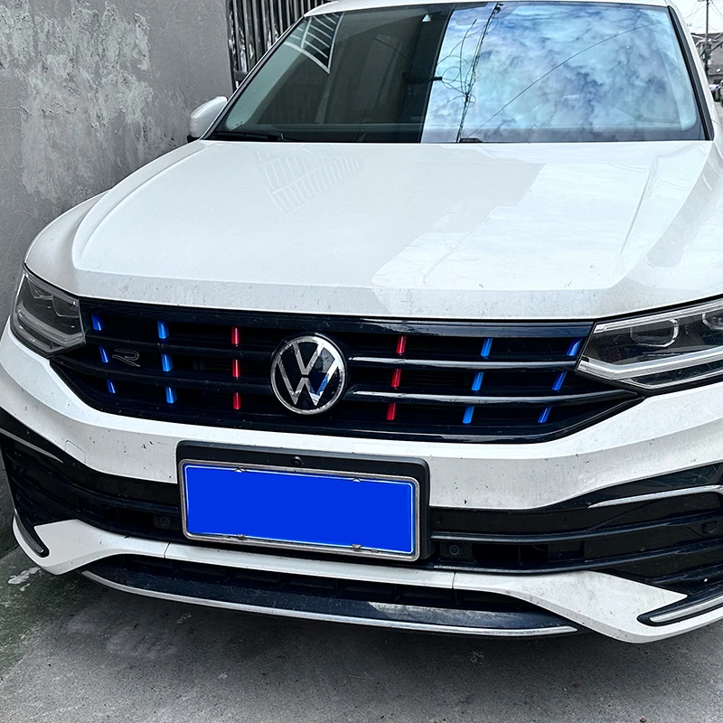 For VW Tiguan MK2 Grille Decorative Strip 2021 2022 2023 Tiguan Grille Decorative Strip Front Bumper Colored Decorative Strips