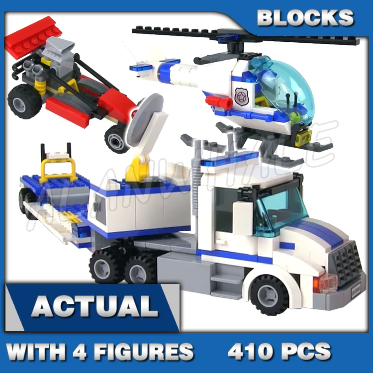 

410 шт., городской полицейский вертолет-транспортер, велосипед для бездорожья, дюн, багги, скальное убежище, 10864, набор строительных блоков, кирпичи, совместимые с моделью