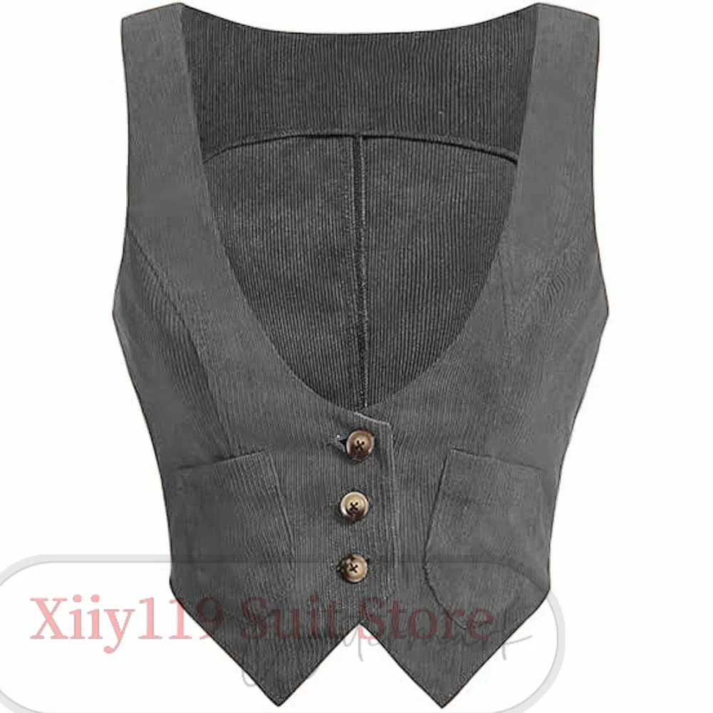 Women\'s Vest corduroy Spring Jacket Single Breasted Business Slim Fit Waistcoat Women Sleeveless жилетка женская