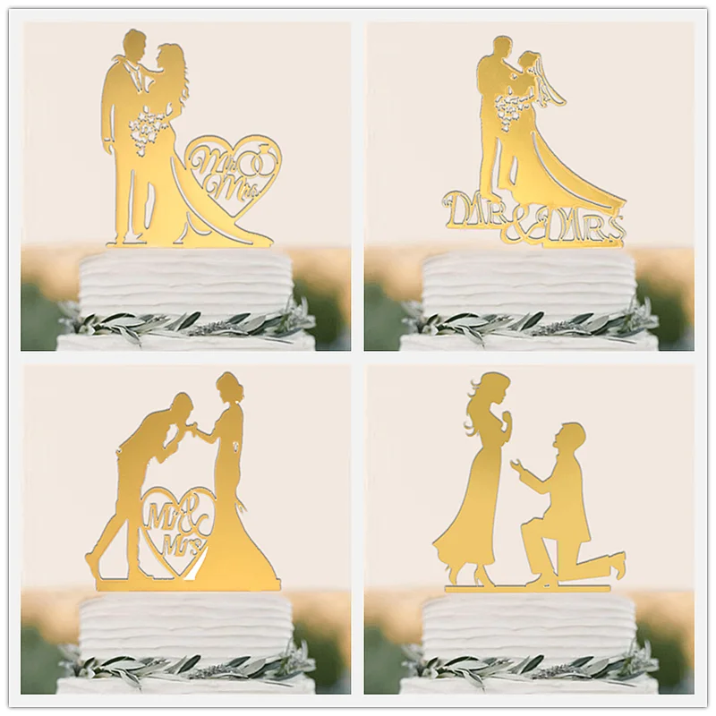 Mr. and Mrs. Engagement Cake Flag Kiss Bride and Groom's Wedding Cake Decoration Cake Baking Decoration