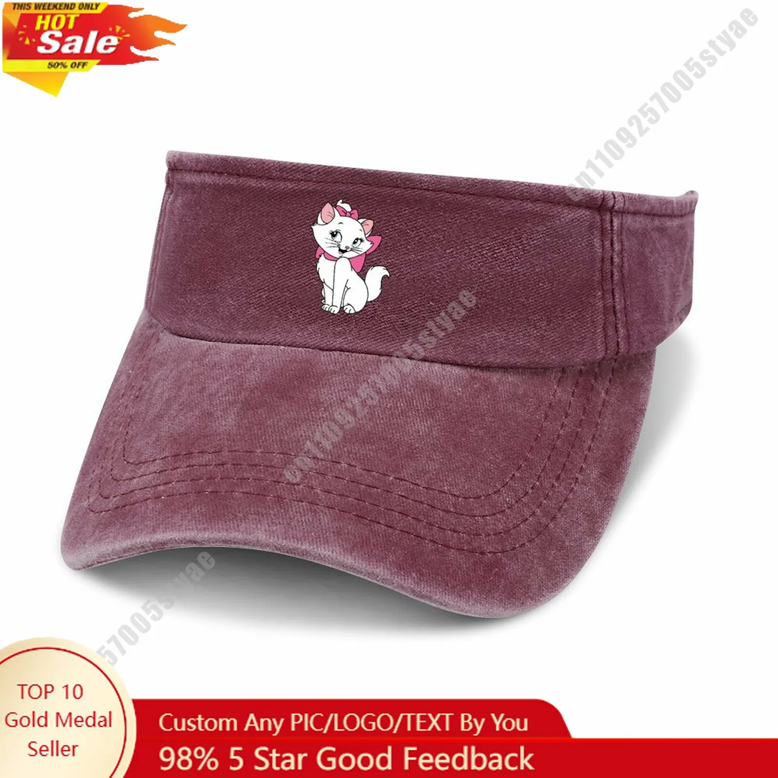 

Marie Open Top Hat Disney Cartoon Custom Design Your Photos Logo Text Fashionable Item Perfect Holiday Gift Denim Hat