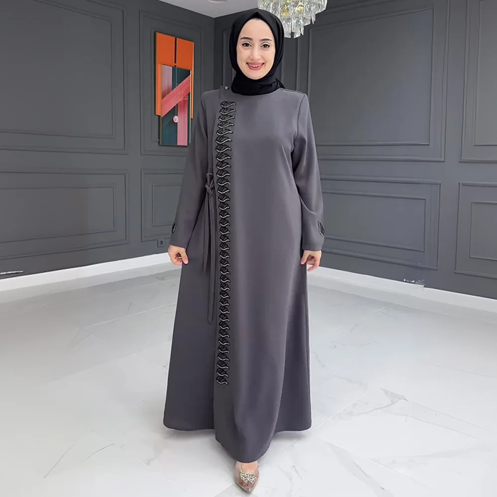 Ramadan Muslim Women Hijab Dress Zipper Diamonds Djellaba Islam Clothing Arabic Robe Turkey Kaftan Dubai Abaya Caftan Marocain