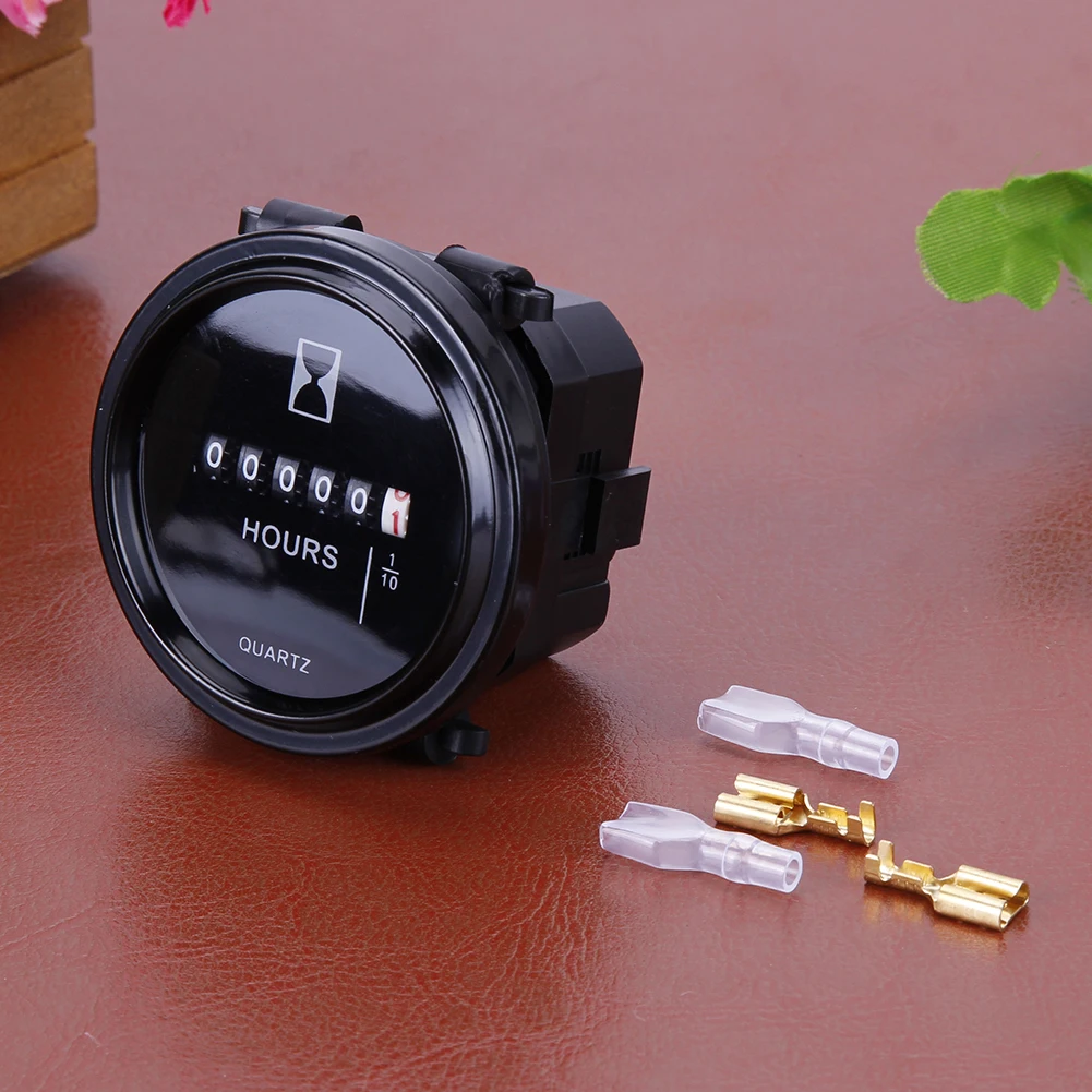 Digital Hour Meter Round Time Counter High Precision Quartz Timer Hourmeter Waterproof Hour Counter Gauge for Marine Boat Engine