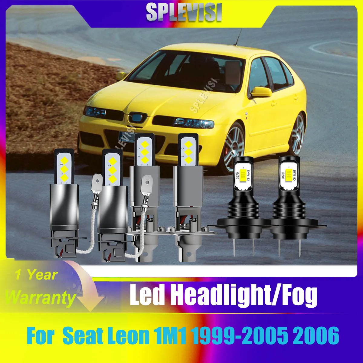 9-16v LED White Headlight Fog Light AN Upgraded Solution for Your Car For Seat Leon 1M1 999 2000 2001 2002 2003 2004 2005 2006