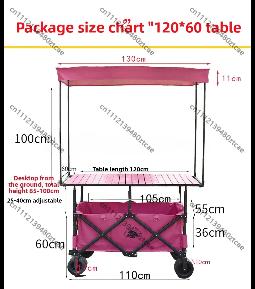 Folding Portable Handcart Multifunctional Utility Trolley Cart Outdoor Camping Picnic Storage Cart Mobile Service Cart for Night