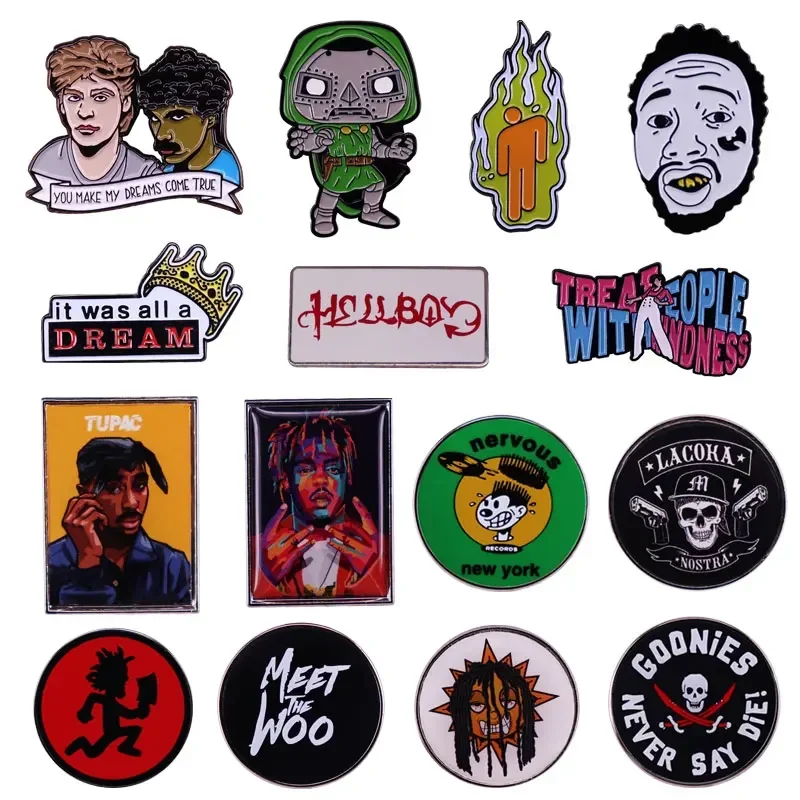 روك باند التلبيب دبابيس الموسيقى الفنون أنيمي شارة ظهره الجينز المينا بروش دبوس الرجال النساء مجوهرات الأزياء هدايا شارات الكرتون #1